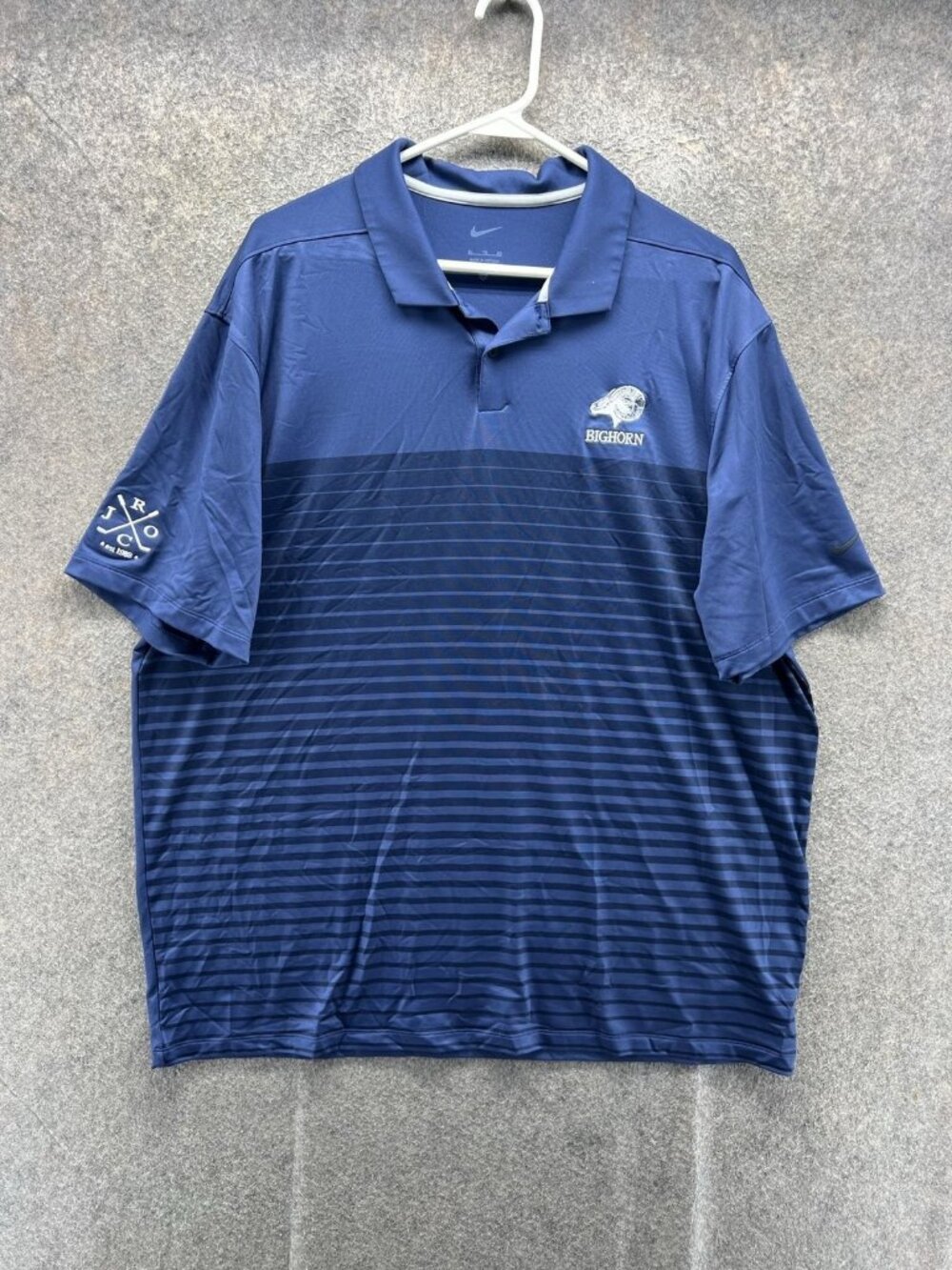 Nike Polo Shirt Men XL Adult Blue Striped Bighorn Golf Golfer Athletic Polyester